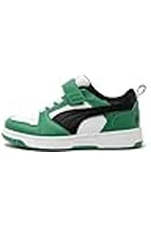 PUMA Rebound V6 LO AC+ PS, Zapatillas Unisex niños, White Black-Archive Green, 28 EU