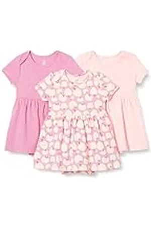 Amazon Vestido con body de manga corta Bebé Niña, Pack de 3, , 0-3 meses