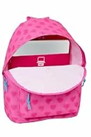 Safta BARBIE CORAZONES - Mochila Juvenil para Portátil 14.1", Ideal para Jóvenes de Diferentes Edades, Cómoda y Versátil, Calidad y Resistencia, 31x16x41 cm