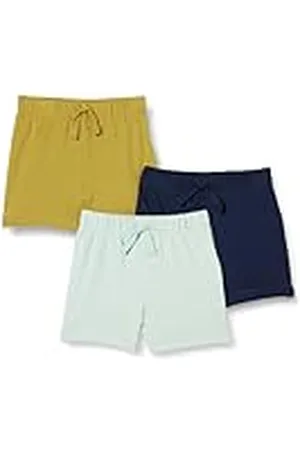Amazon Pantalones cortos de algodón sin cordones Unisex Niño, Pack de 3, , 4 años