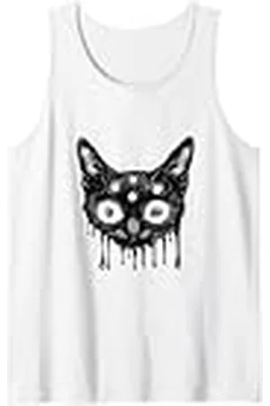 Tshirt Shirt T-Shirt Pullover Hoodie Sweater Style #snirt - Camiseta mística con gato espeluznante Camiseta sin Mangas