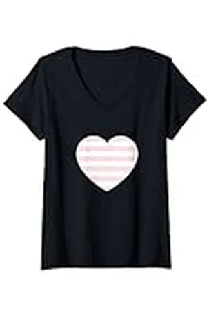 Urban Classic Trends Mujer Patrón de rayas blancas rosa claro minimalista lindo gráfico Camiseta Cuello V