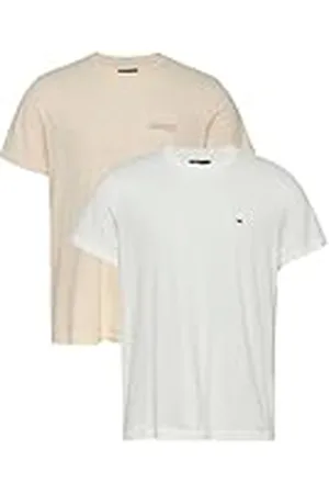 Tommy Hilfiger Camisetas de Manga Corta Hombre Pack de 2 Slim Mix tee con Cuello Redondo, Multicolor (Ecru/Oat Marl Htr), XL