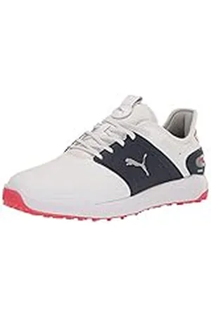 PUMA Golf Ignite Elevate - Zapatos de Golf para Hombre, White- Silver- Navy, 44 EU