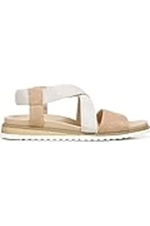 Scholl Sandalias Islander planas con tiras para mujer, Microfibra de abedul Tawny, 37 EU
