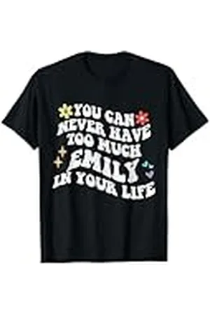 Personalized First Name outfit For Women Retro Groovy nunca puedes tener demasiado EMILY en tu vida Camiseta