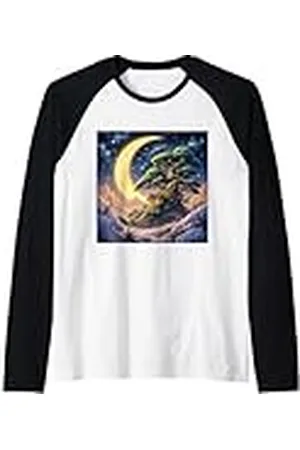 Steampunk Cool Vintage Creations Fantasía Árbol Luna Nubes Camiseta Manga Raglan