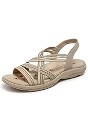 Skechers Reggae Slim Simply Stretch Sandalias para mujer, Natural/gris pardo, 41 EU