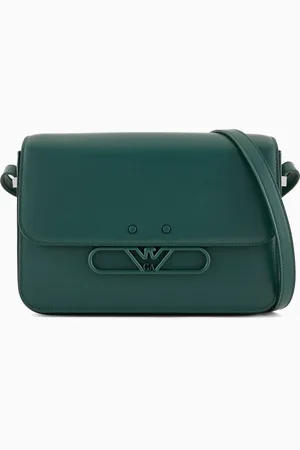 Emporio Armani Bolso de hombro de piel lisa con logotipo de águila de metal