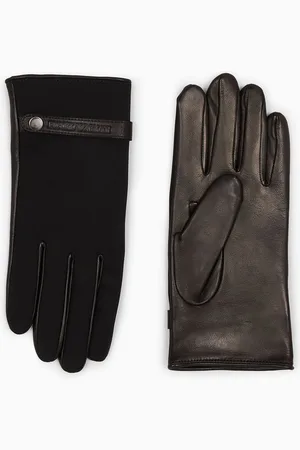Emporio Armani Guantes de nailon y napa de cordero
