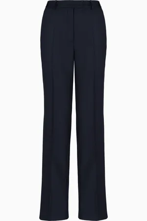 Emporio Armani Pantalones en raso de lana con pliegue y rayas alternas
