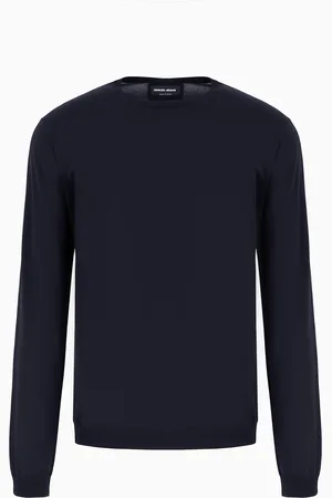 Giorgio Armani Jersey de seda y algodón con cuello redondo y manga larga