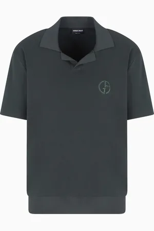 Giorgio Armani Polo de manga corta de interlock de algodón y cachemir