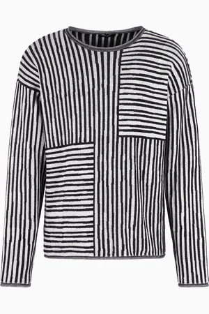 Giorgio Armani Jersey de cuello redondo en viscosa y algodón con tejido jacquard