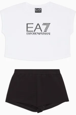 EA7 Conjunto de camiseta y pantalones cortos de algodón Logo Series Girl