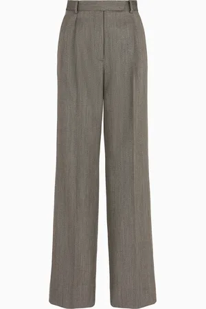 Emporio Armani Pantalones en mezcla de lana mouliné con pinzas y motivo chevrón
