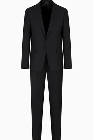 Emporio Armani Traje de abotonadura sencilla slim fit en lana virgen con microfantasía de tejido jacquard
