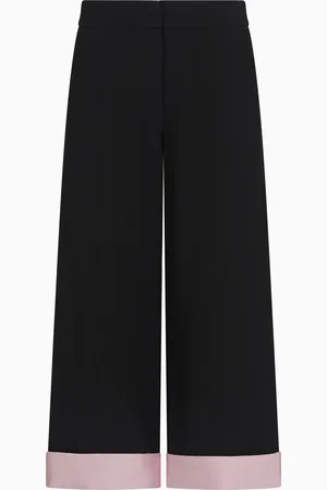 Emporio Armani Pantalones cropped de crepé de cady con vuelta