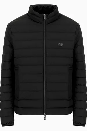 Emporio Armani Chaqueta de plumas con cremallera completa en nailon acolchado y parche con logotipo de águila