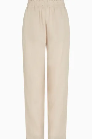 Emporio Armani Pantalones con cintura elástica de lino puro