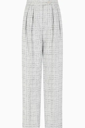 Emporio Armani Pantalones con pinzas en mezcla de lino con motivo a cuadros Icon