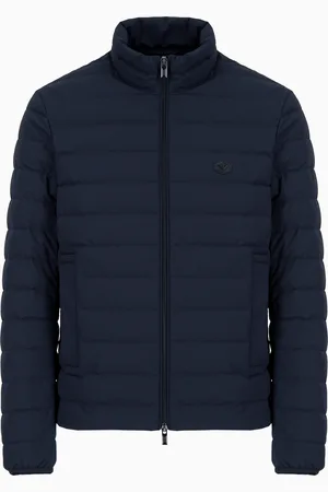 Emporio Armani Chaqueta de plumas con cremallera completa en nailon acolchado y parche con logotipo de águila
