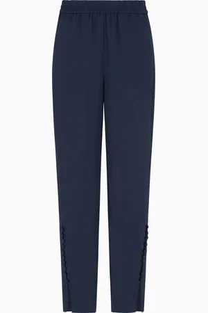 Emporio Armani Pantalones de crespón con detalle de botones en los bajos