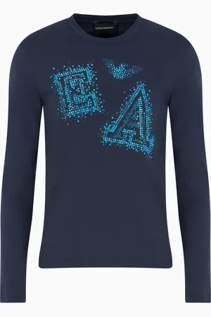Emporio Armani Jersey de punto elástico con logotipo de microtachuelas ASV