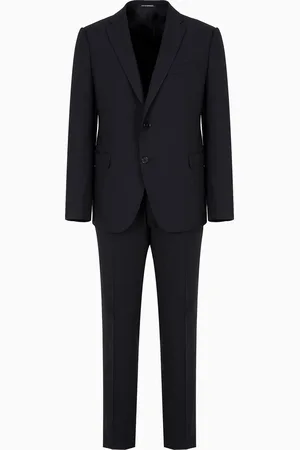 Emporio Armani Traje de abotonadura sencilla slim fit de lana fría elástica cepillada