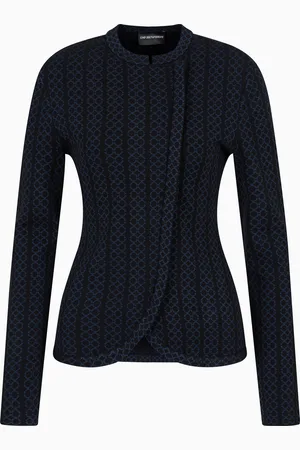 Emporio Armani Chaqueta con cuello de tira de tejido jacquard bicolor