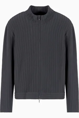 Emporio Armani Cárdigan con cremallera completa de punto ottoman vertical de viscosa Icon