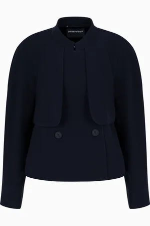 Emporio Armani Chaqueta de abotonadura doble de cady técnico con cuello de tira