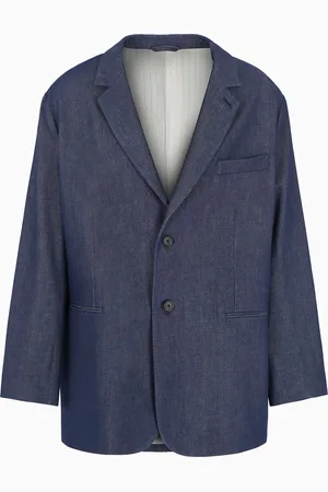 Emporio Armani Blazer de abotonadura sencilla en denim de mezcla de lyocell ASV
