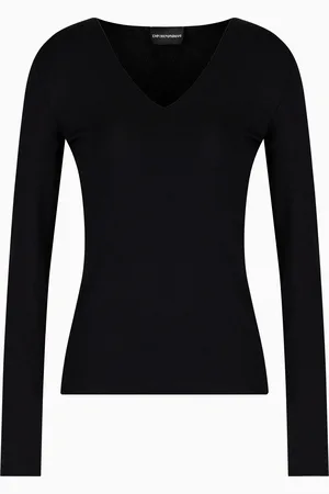 Emporio Armani Jersey de punto elástico con escote de pico