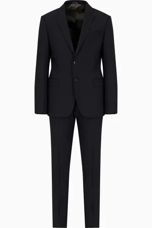 Emporio Armani Traje de abotonadura sencilla slim fit de lana fría elástica cepillada