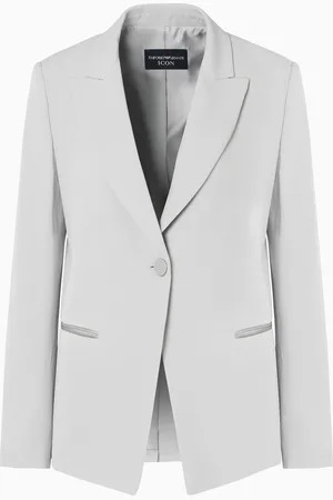 Emporio Armani Blazer de abotonadura sencilla confeccionado en mezcla de acetato con fantasía chevrón Icon