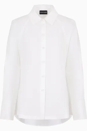 Emporio Armani Camisa con bajo asimétrico y cotilla elástica de popelina