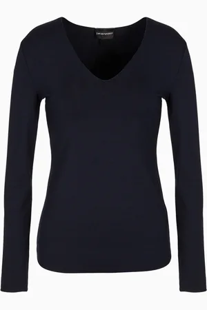 Emporio Armani Jersey de punto elástico con escote de pico