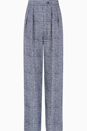 Emporio Armani Pantalones con pinzas de mezcla de lino y viscosa con motivo príncipe de Gales