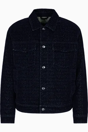 Emporio Armani Chaqueta de denim con logotipo flocado de letras integral
