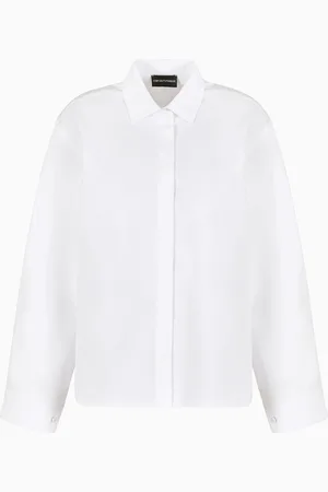 Emporio Armani Maxicamisa de algodón esmerilado con mangas tipo kimono