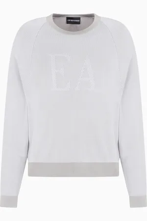 Emporio Armani Jersey bicolor de canalé inglés con logotipo EA