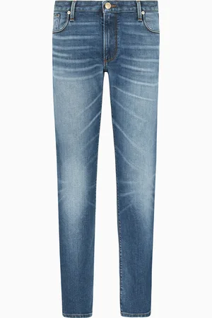 Emporio Armani Vaqueros J06 slim fit en denim lavado con líneas de efecto usado