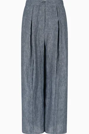 Emporio Armani Pantalones con pinzas de cambray de mezcla de lino