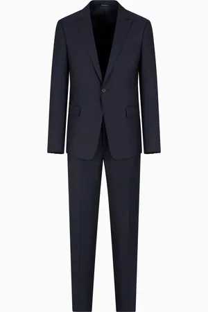 Emporio Armani Traje de abotonadura sencilla slim fit en lana virgen con microfantasía de tejido jacquard