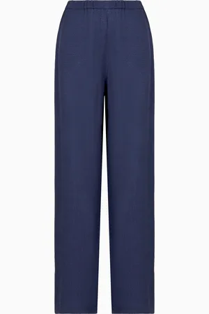 Emporio Armani Pantalones de viscosa texturizada con cintura elástica