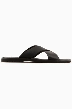 Emporio Armani Sandalias cruzadas en piel microperforada con águila integral