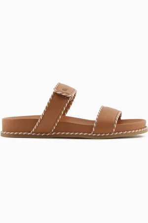 Emporio Armani Sandalia con tira de napa y perfiles bicolor