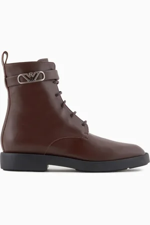Emporio Armani Botín bajo de piel con cordones y correa con logotipo Icon