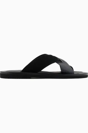 Emporio Armani Sandalias cruzadas en piel y ante milrayas